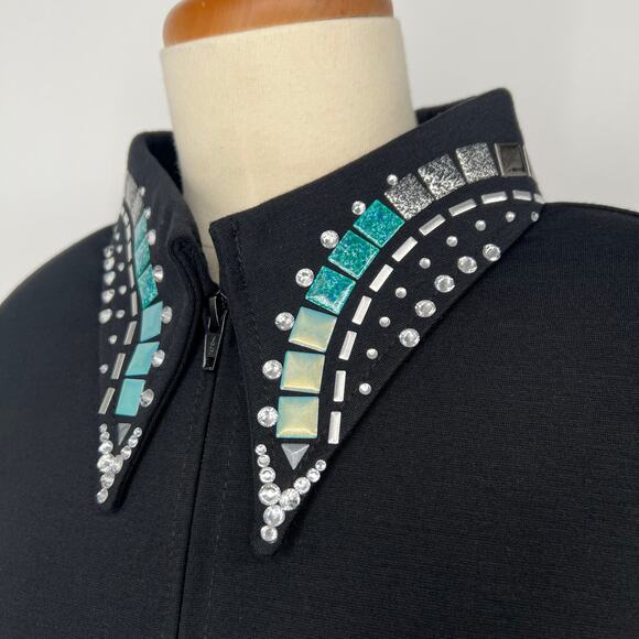 Lisa Nelle Western Show Jacket Womens XXL Black Embellished Zip Equestrian Horse - Picture 2 of 11